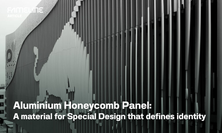 Architectural innovation in modern building designs highlighted in FAMELINE ARTICLE, featuring Aluminium Honeycomb Panel with specialized design for a unique and strong structural identity, ideal for creative façade solutions in contemporary construction and design projects.